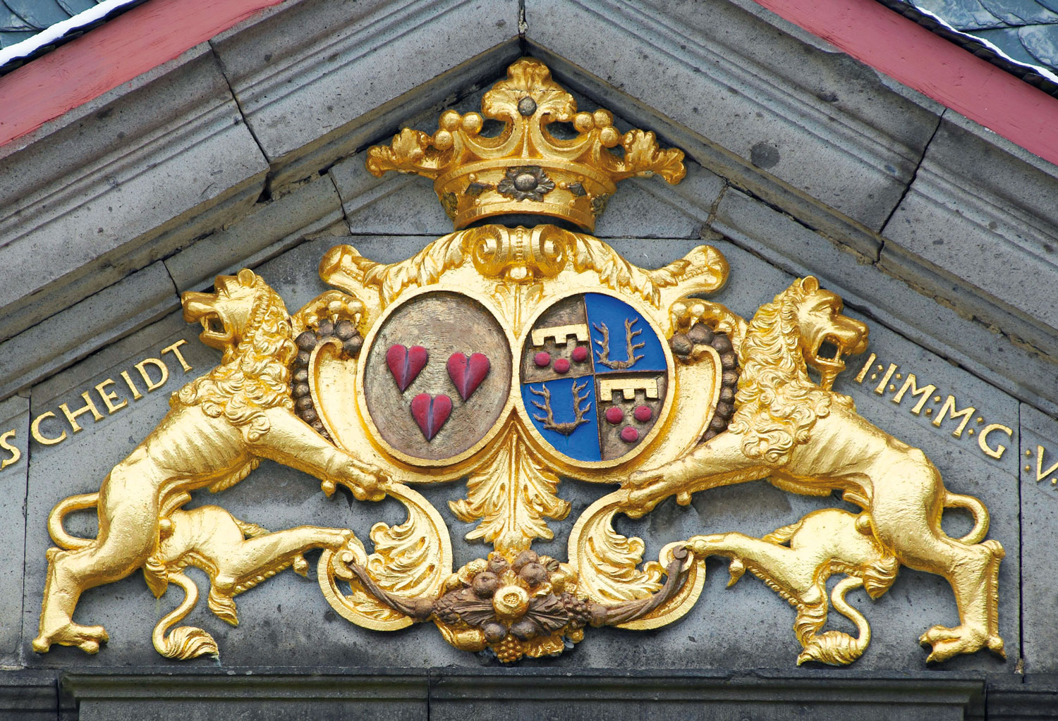 Historisches Wappen Barockschloss Burgbrohl. Geschichte Brohltal